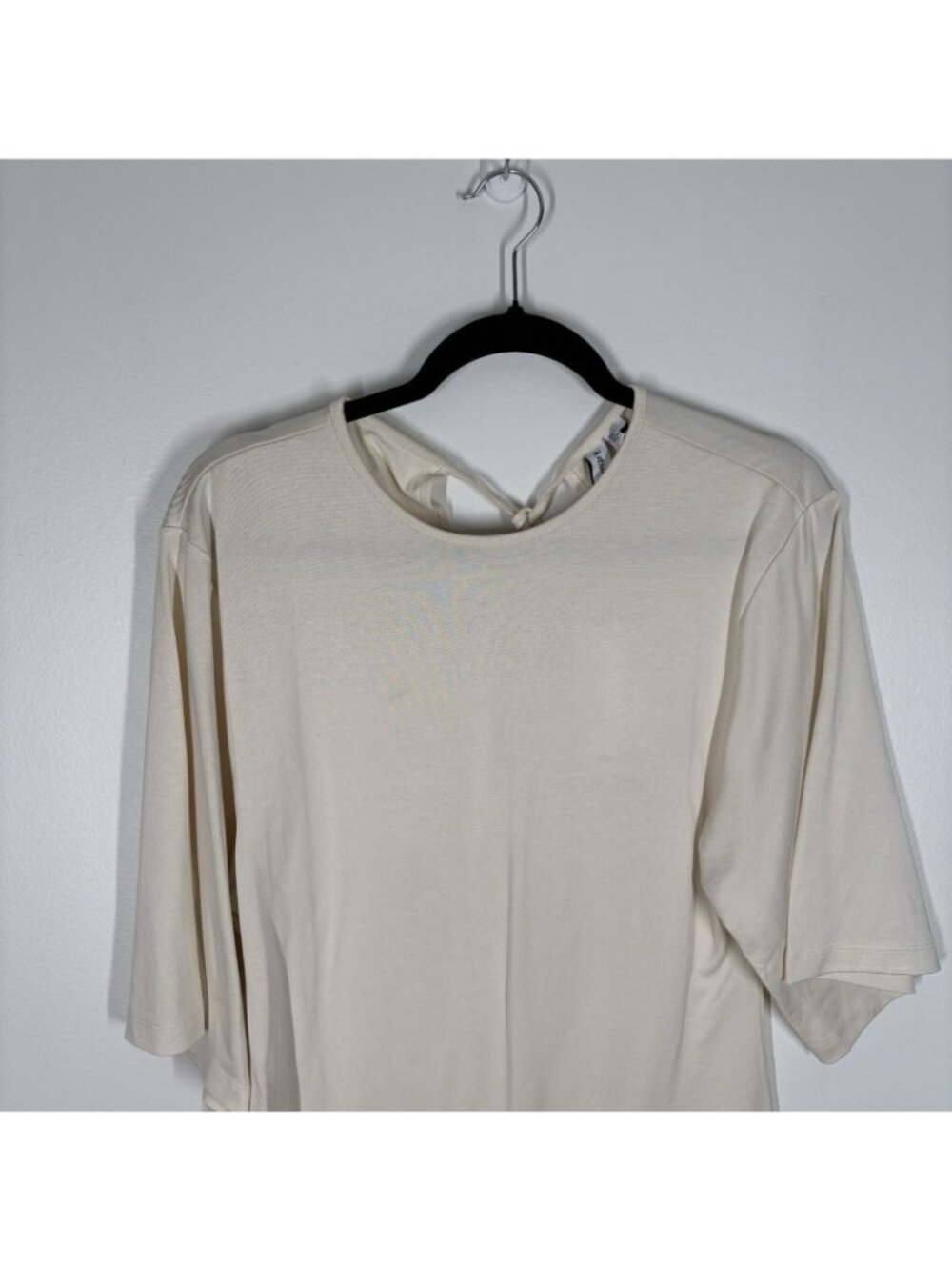 & Other Stories Women M Natural Tie Back Long Fitted T-Shirt Mini Dress NWT - Picture 4 of 14